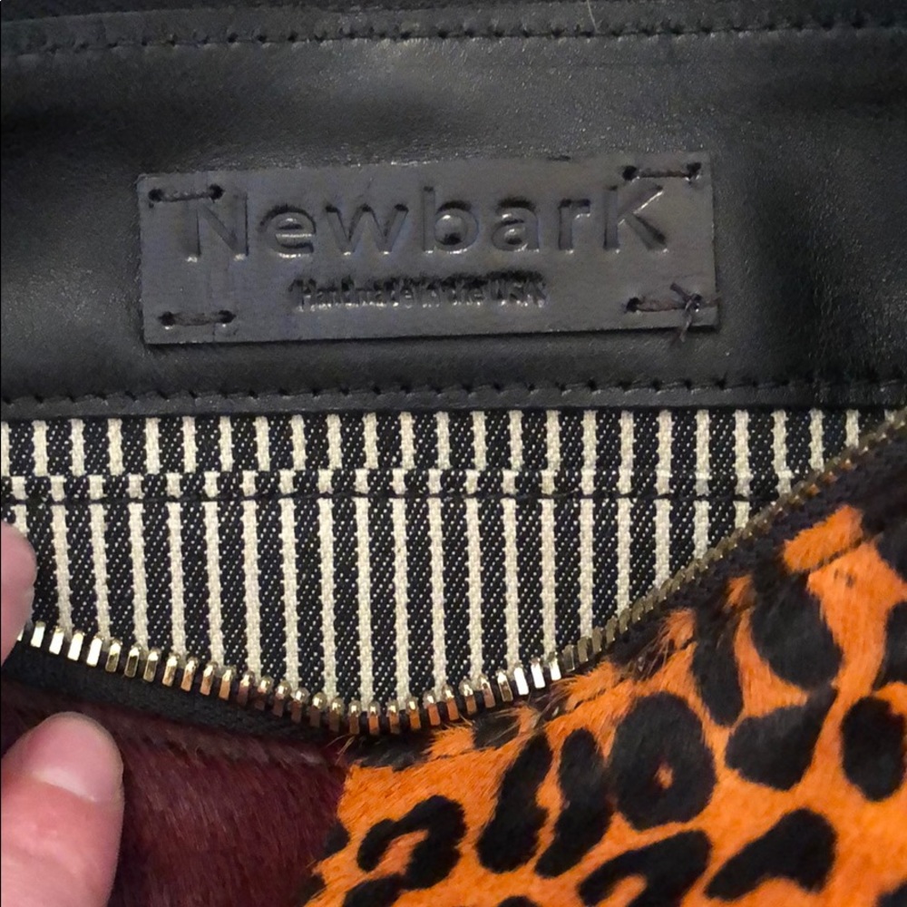 Newbark calf-hair cheetah and burgundy clutch - Picture 3 of 4